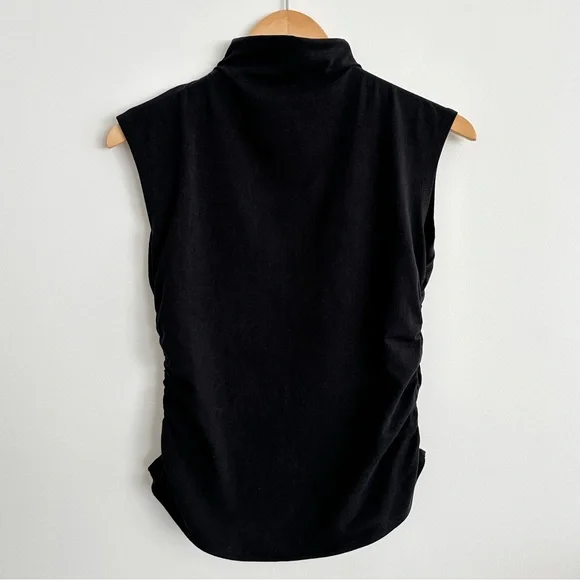Quince Stretch Cotton Jersey Sleeveless Mock Neck Top in Black size M Medium - Picture 4 of 6